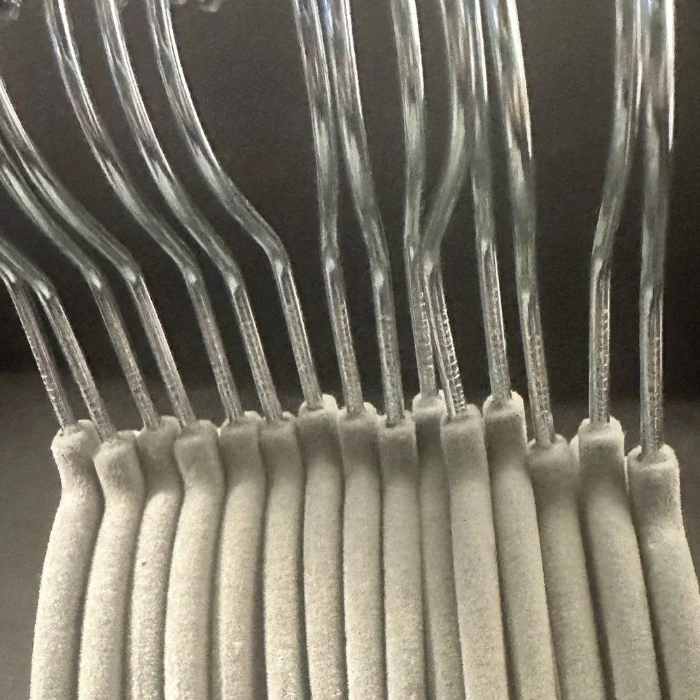 15 thin velvet mini stainless steel gray hangers small children’s pet’s hangers